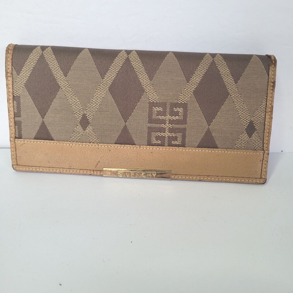 Givenchy‎ Vintage Wallet Signature Brown Tan Envelope Card Holder Logo Unisex